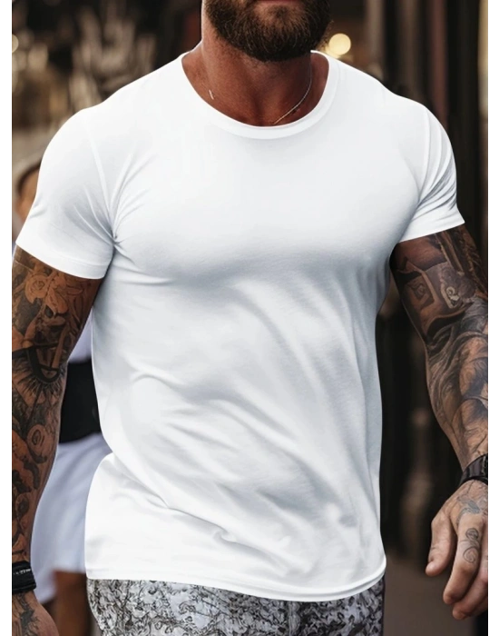 Erkek Kısa Kollu Bisiklet Yaka Viskon Tişört