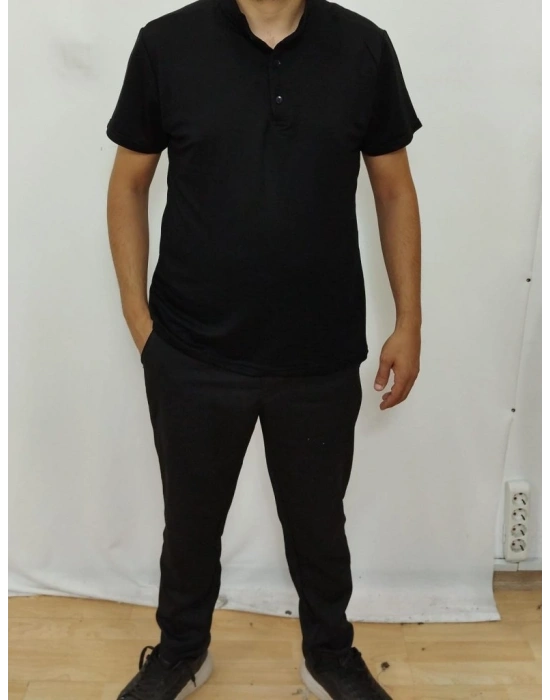 Erkek Kısa Kollu Hakim Yaka önü Düğmeli Viskon Bluz