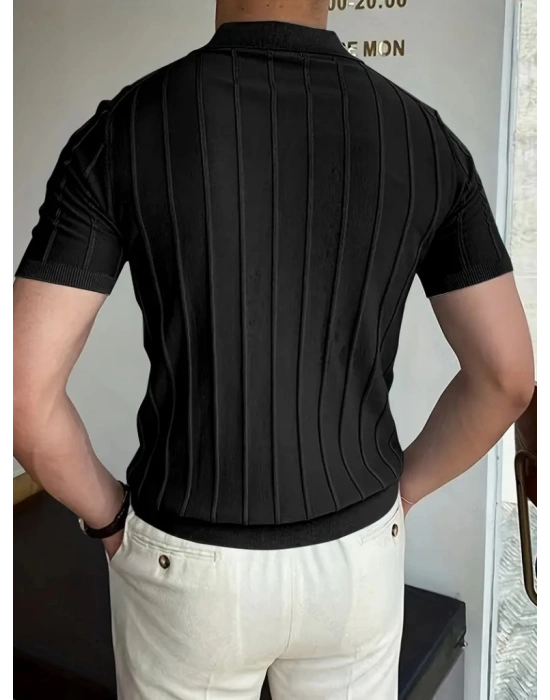 Erkek Kısa Kollu Yakalı önden Düğmeli Triko Tişört