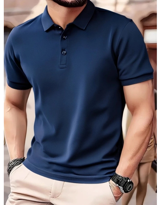 Erkek Kısa Kollu Yakalı Viskon Iki Iplik Erkek Tişört