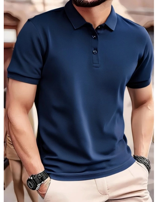 Erkek Kısa Kollu Yakalı Viskon Iki Iplik Erkek Tişört