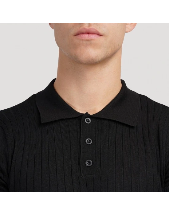 Erkek Kısa Kollu Yakalı Yakadan Düğmeli Triko Tişört