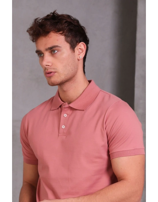 Erkek lim Fit Pamuklu Yumuşak Doku Nefes Alan Kumaş Yakalı Tişört