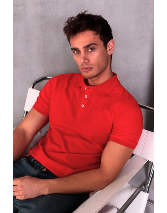 Erkek Slim Fit Pamuklu Yumuşak Doku Nefes Alan Kumaş Yakalı Tişört