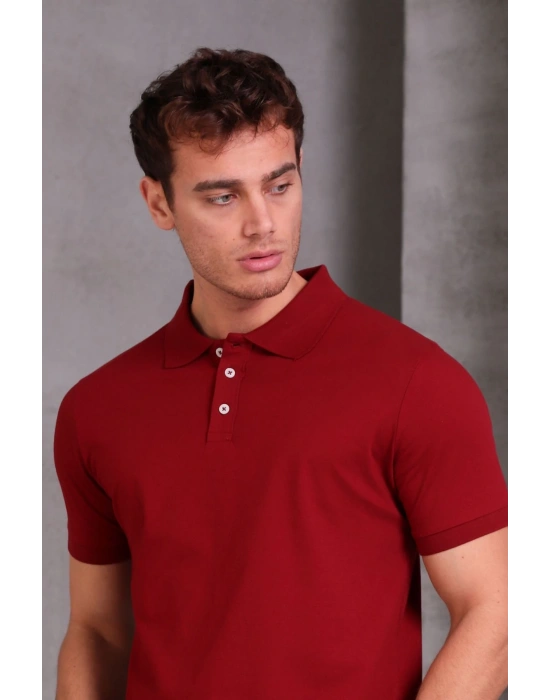 Erkek Slim Fit Pamuklu Yumuşak Doku Nefes Alan Kumaş Yakalı Tişört