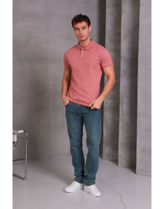 Erkek lim Fit Pamuklu Yumuşak Doku Nefes Alan Kumaş Yakalı Tişört