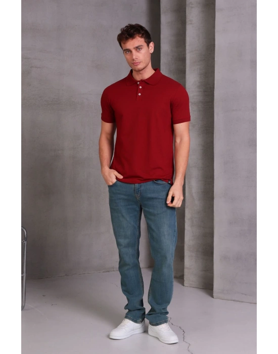 Erkek Slim Fit Pamuklu Yumuşak Doku Nefes Alan Kumaş Yakalı Tişört