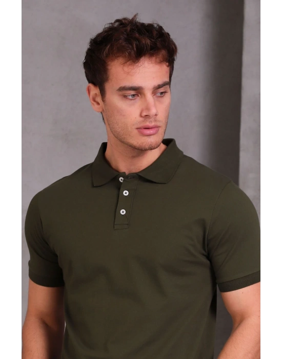 Erkek lim Fit Pamuklu Yumuşak Doku Nefes Alan Kumaş Yakalı Tişört