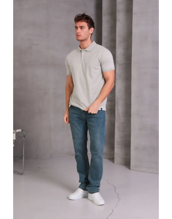 Erkek lim Fit Pamuklu Yumuşak Doku Nefes Alan Kumaş Yakalı Tişört