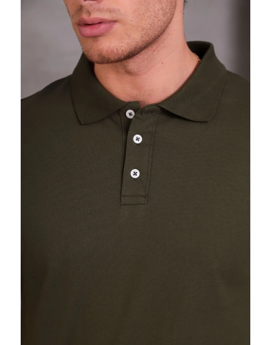 Erkek lim Fit Pamuklu Yumuşak Doku Nefes Alan Kumaş Yakalı Tişört