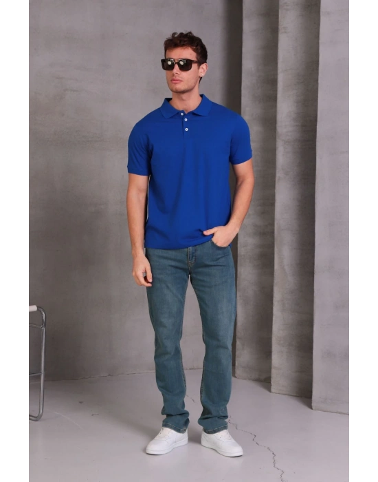 Erkek lim Fit Pamuklu Yumuşak Doku Nefes Alan Kumaş Yakalı Tişört