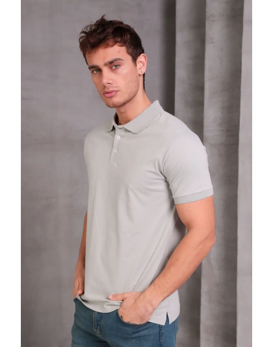 Erkek lim Fit Pamuklu Yumuşak Doku Nefes Alan Kumaş Yakalı Tişört