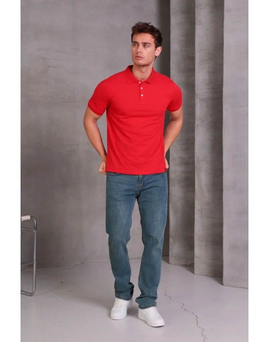 Erkek Slim Fit Pamuklu Yumuşak Doku Nefes Alan Kumaş Yakalı Tişört