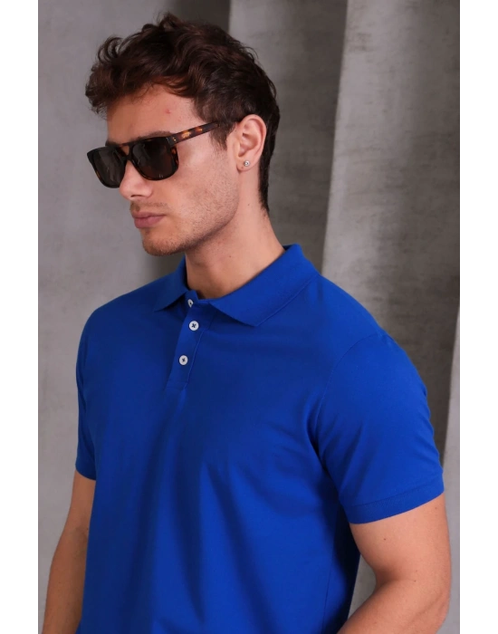 Erkek lim Fit Pamuklu Yumuşak Doku Nefes Alan Kumaş Yakalı Tişört