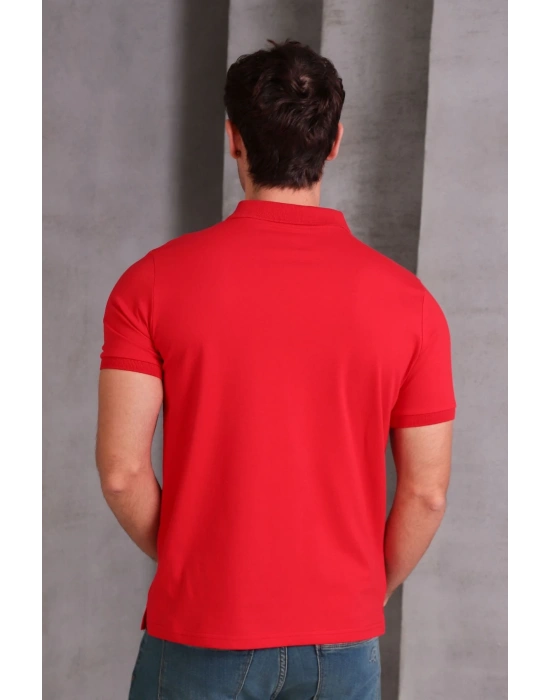 Erkek Slim Fit Pamuklu Yumuşak Doku Nefes Alan Kumaş Yakalı Tişört