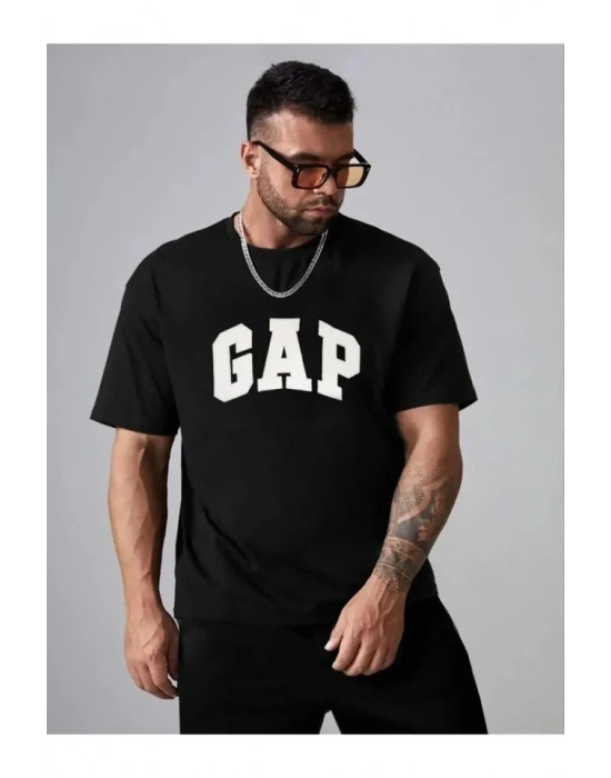 Erkek Nakışlı Oversize Tshirt  iyah