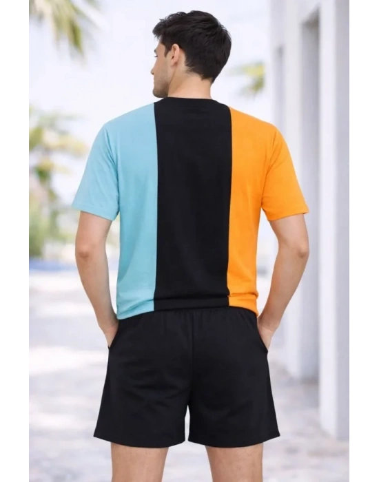 Erkek Nakışlı Tişört Şort İkili Takım Oversize Yazlık Kombin  Çok Renkli
