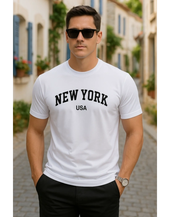 Erkek New York Baskılı Süprem Tshirt