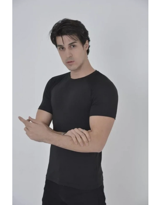 Erkek Omuz Fileli lim Fit Tshirt  iyah