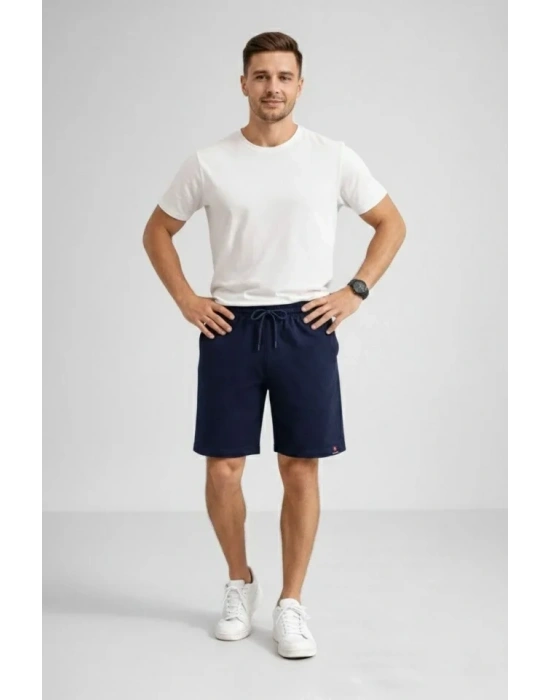 Erkek Otoban Dokuma Şort Beli astikli Bağcıklı, Cepli, Rahat Kesim Günlük Yazlık Şort  acivert