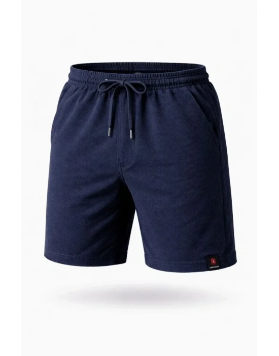 Erkek Otoban Dokuma Şort Beli astikli Bağcıklı, Cepli, Rahat Kesim Günlük Yazlık Şort  acivert