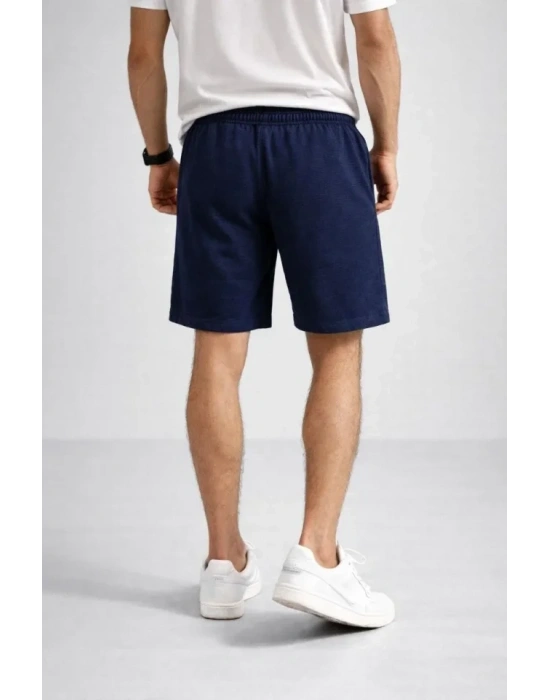 Erkek Otoban Dokuma Şort Beli astikli Bağcıklı, Cepli, Rahat Kesim Günlük Yazlık Şort  acivert