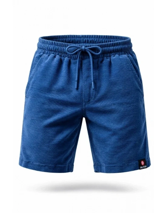 Erkek Otoban Dokuma Şort Beli astikli Bağcıklı, Cepli, Rahat Kesim Günlük Yazlık Şort  İndigo