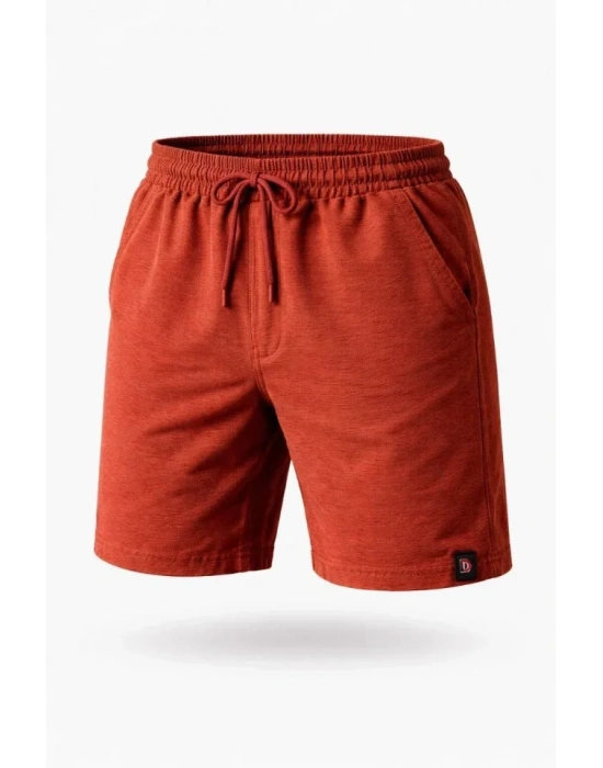 Erkek Otoban Dokuma Şort Beli astikli Bağcıklı, Cepli, Rahat Kesim Günlük Yazlık Şort  Turuncu