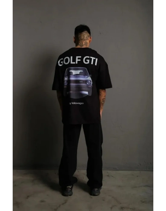Erkek Oversize Baskılı Tişört – Golf GTI Retro Araba Desenli, Ön  Arka Dijital Baskı, okak odası til  iyah