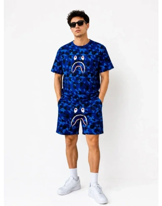 Erkek Oversize Kalıp Pubg Bape X hark Nakışlı Cepli Şort Takım  avi