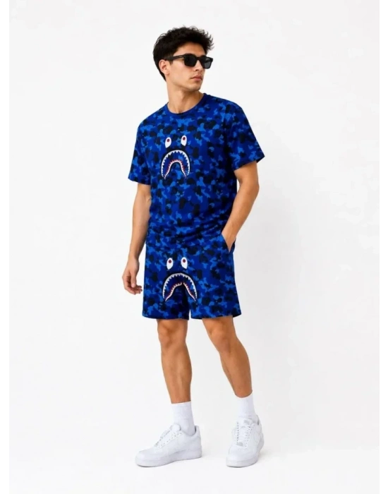 Erkek Oversize Kalıp Pubg Bape X hark Nakışlı Cepli Şort Takım  avi