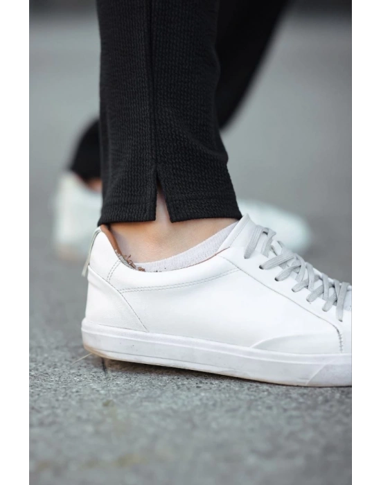 Erkek Paça Yırtmaçlı Burgu elanik Dokulu Jogger Buggy Pantalon Rahat Kalıp  iyah