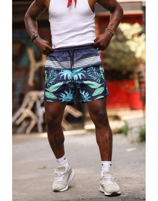 Erkek Palmiye Desenli Deniz Cepli Şort  avi