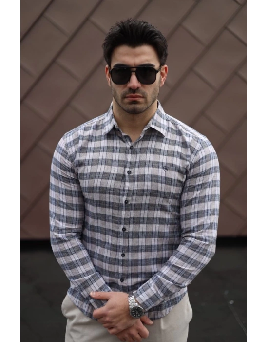 Erkek Pamuklu Keten Kumaş Gömlek