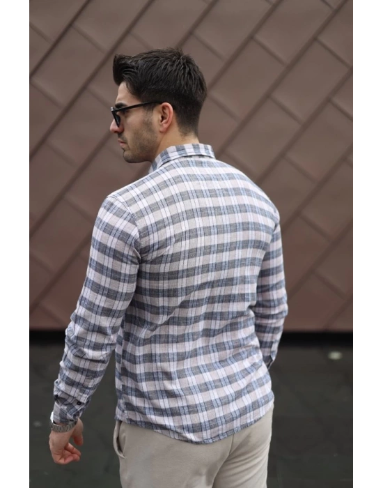 Erkek Pamuklu Keten Kumaş Gömlek