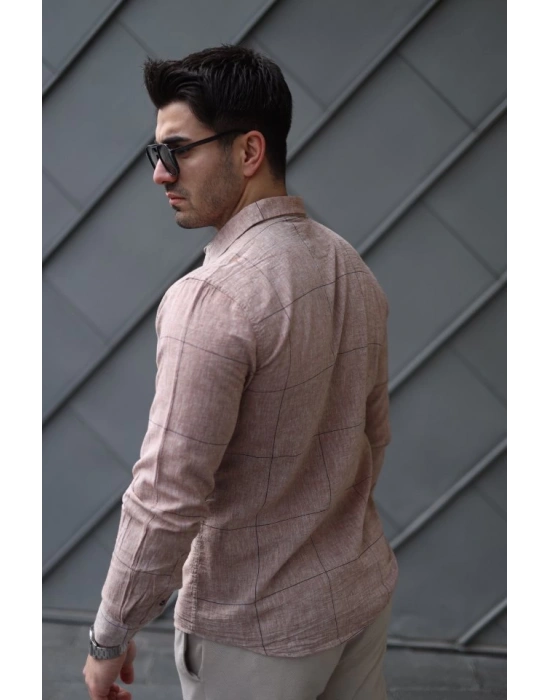 Erkek Pamuklu Keten Kumaş Gömlek