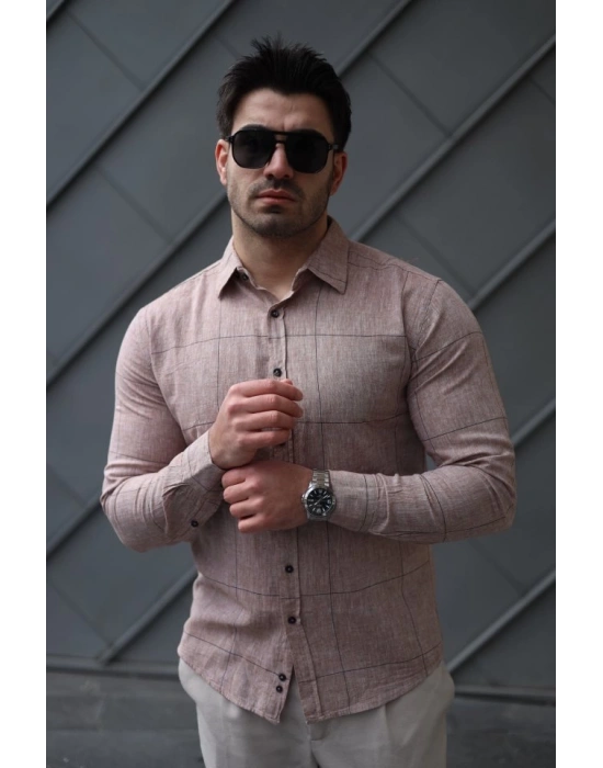 Erkek Pamuklu Keten Kumaş Gömlek