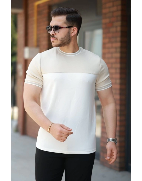 Erkek Parçalı Renk Kısa Kollu Tişört