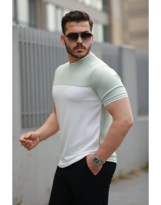 Erkek Parçalı Renk Kısa Kollu Tişört