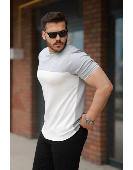 Erkek Parçalı Renk Kısa Kollu Tişört