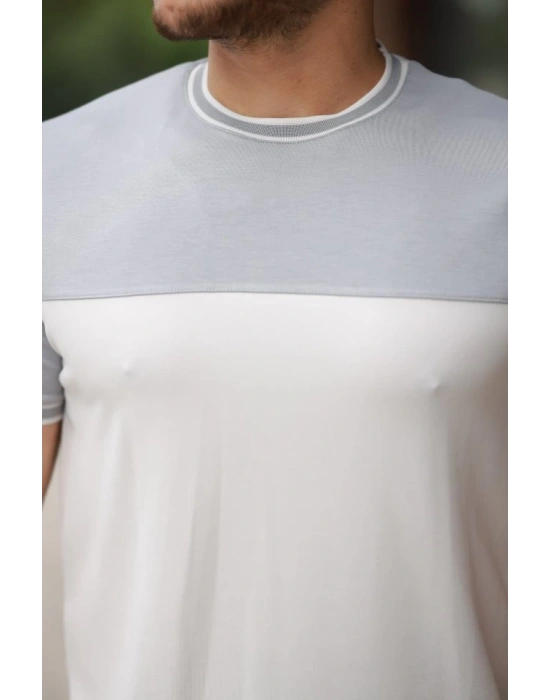 Erkek Parçalı Renk Kısa Kollu Tişört