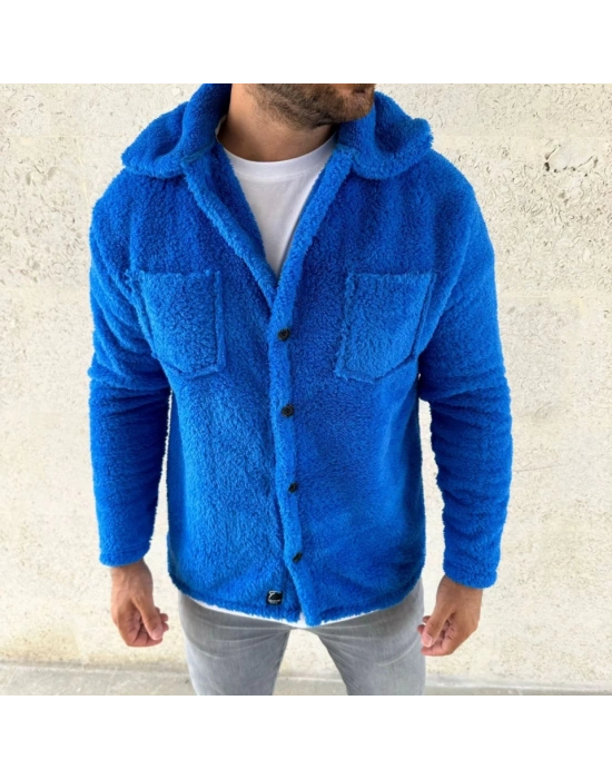 Erkek Pelüş Polar Hırka Gömlek – Yakalı, İlik Düğmeli, Göğüs Cepli, Yumuşak Dokulu Kışlık Regular Fit Rahat Günlük odel  aks avisi
