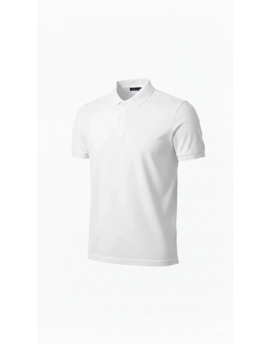 Erkek Pike Kumaş Düğmeli Yaka Regular Fit Günlük Kısa Kol Tişört Tshirt  Beyaz