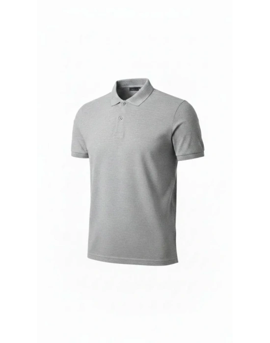 Erkek Pike Kumaş Düğmeli Yaka Regular Fit Günlük Kısa Kol Tişört Tshirt  Gri