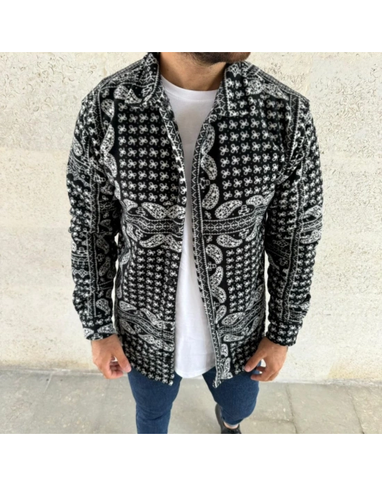 Erkek Polar Fermuarlı weatshirt – Kapüşonsuz, Cepli, Yumuşak Dokulu, Oversize Rahat Kalıp, Kışlık ıcak Tutan Fermuarlı Üst  iyah