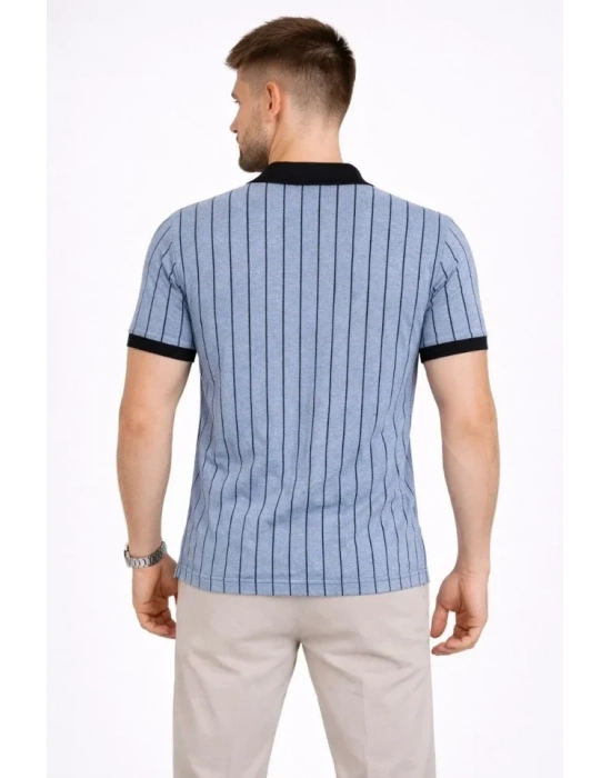 Erkek Polo Yaka Çizgili Tişört Kısa Kol Düğmeli Yazlık Thirt  Bebek avisi