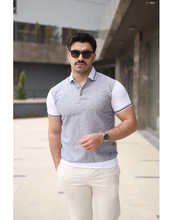 Erkek Polo Yaka Fermuar Detaylı Tişört