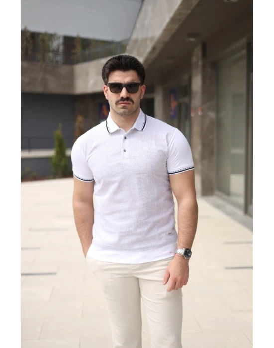 Erkek Polo Yaka Fermuar Detaylı Tişört