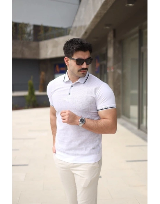 Erkek Polo Yaka Fermuar Detaylı Tişört