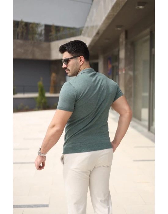 Erkek Polo Yaka Fermuar Detaylı Tişört